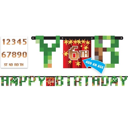 Minecraft Birthday Banner Kit