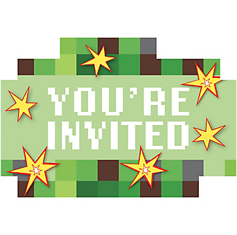 Minecraft Party Invitations 8ct