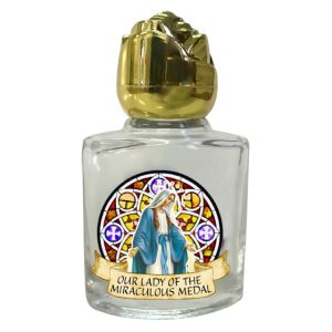 Glass Miraculous Medal Holy Water Bottle