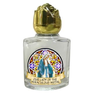 Glass Miraculous Medal Holy Water Bottle