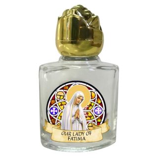 Glass Our Lady of Fatima Holy Water Bottle