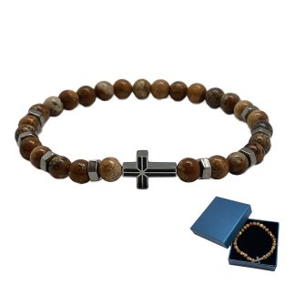 PRECIOUS STONE BRACELET WITH CROSS