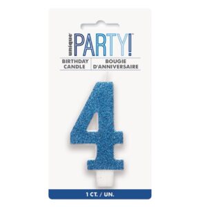 Glitter Blue - Numeral Candle 4