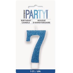 Glitter Blue - Numeral Candle 7