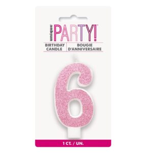 Glitter Pink - Numeral Candle 6