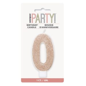 Glitter Rose Gold Candle - Number 0