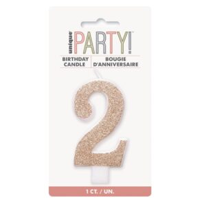 Glitter Rose Gold Candle - Number 2