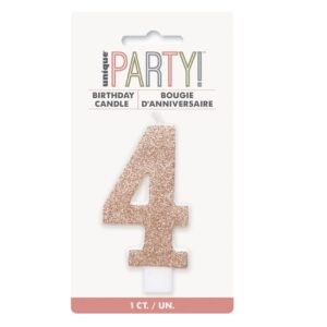 Glitter Rose Gold Candle - Number 4