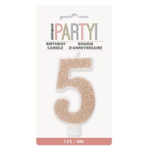 Glitter Rose Gold Candle - Number 5