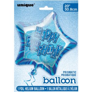 Glitz Blue Happy Birthday Star Foil Balloon - 50cm