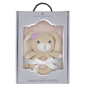 Jersey Swaddle & Rattle - Floral/Bunny