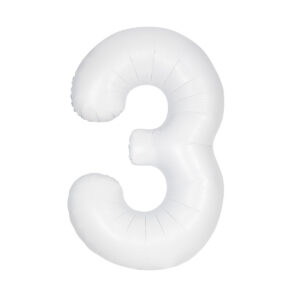 Matte Bright White Number 3 Foil Balloon 86cm
