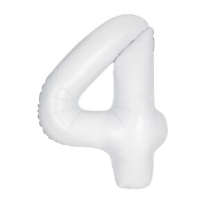Matte Bright White Number 4 Foil Balloon 86cm