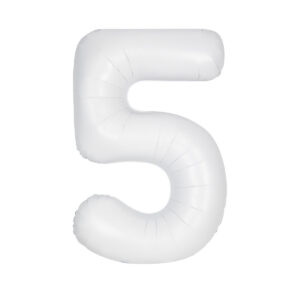 Matte Bright White Number 5 Foil Balloon 86cm