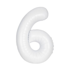 Matte Bright White Number 6 Foil Balloon 86cm