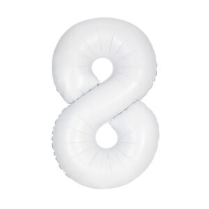 Matte Bright White Number 8 Foil Balloon 86cm