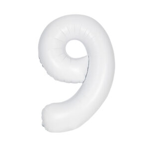 Matte Bright White Number 9 Foil Balloon 86cm-