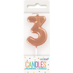 Mini Rose Gold Candle – Number 3
