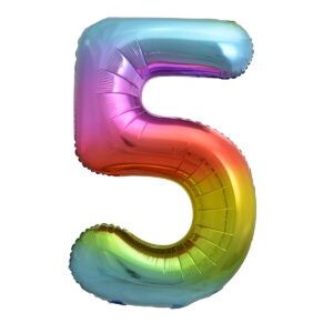 Rainbow Number 5 Foil Balloon 86cm-