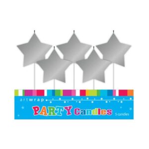 Silver Stars Birthday Candle Set