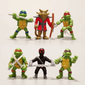 Package contains 6 Made from plastic Measures up to 6cm Teenage Mutant Ninja Turtles Figurines